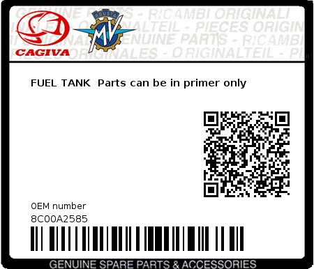 Product image: Cagiva - 8C00A2585 - FUEL TANK  Parts can be in primer only 