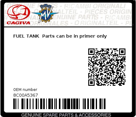 Product image: Cagiva - 8C00A5367 - FUEL TANK  Parts can be in primer only 