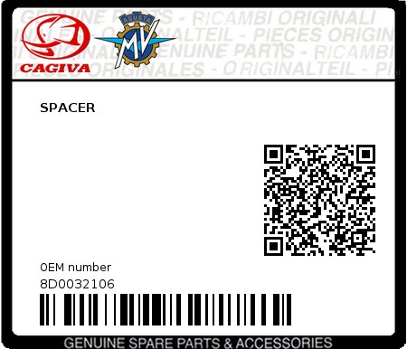 Product image: Cagiva - 8D0032106 - SPACER  0