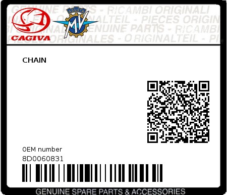 Product image: Cagiva - 8D0060831 - CHAIN 