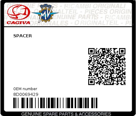 Product image: Cagiva - 8D0069429 - SPACER 