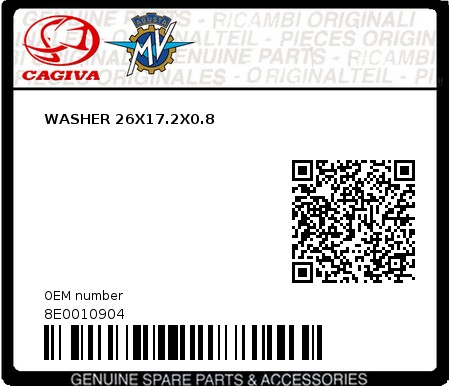 Product image: Cagiva - 8E0010904 - WASHER 26X17.2X0.8  0