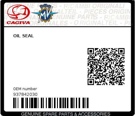 Product image: Cagiva - 937842030 - OIL SEAL  0