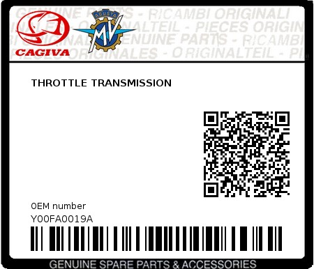 Product image: Cagiva - Y00FA0019A - THROTTLE TRANSMISSION  0