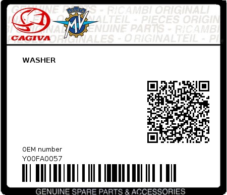 Product image: Cagiva - Y00FA0057 - WASHER 