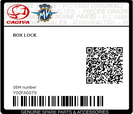 Product image: Cagiva - Y00FA0079 - BOX LOCK 