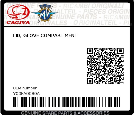 Product image: Cagiva - Y00FA0080A - LID, GLOVE COMPARTIMENT 