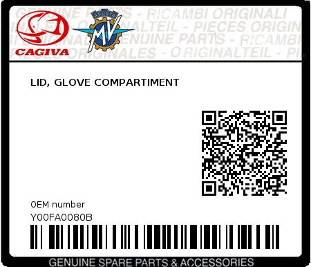 Product image: Cagiva - Y00FA0080B - LID, GLOVE COMPARTIMENT 