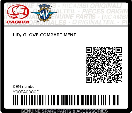 Product image: Cagiva - Y00FA0080D - LID, GLOVE COMPARTIMENT 