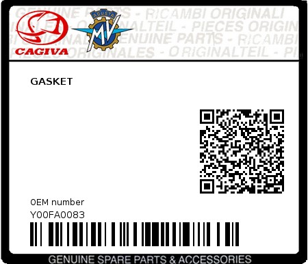 Product image: Cagiva - Y00FA0083 - GASKET 