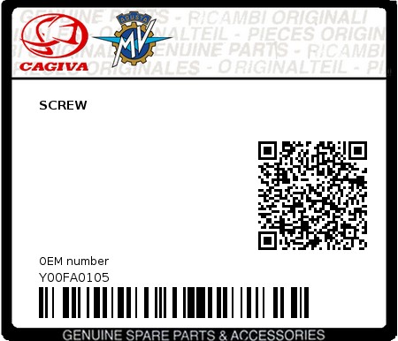 Product image: Cagiva - Y00FA0105 - SCREW  0
