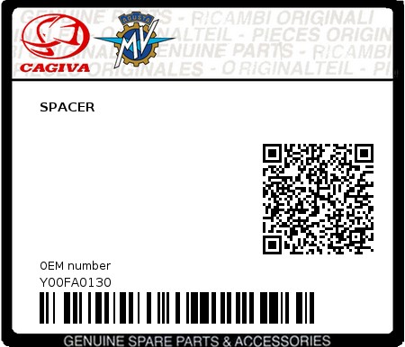 Product image: Cagiva - Y00FA0130 - SPACER  0
