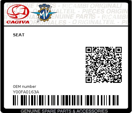 Product image: Cagiva - Y00FA0163A - SEAT  0