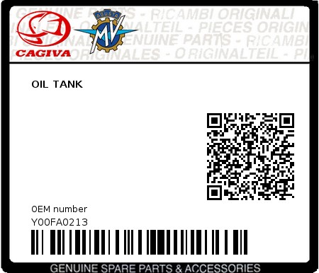 Product image: Cagiva - Y00FA0213 - OIL TANK  0