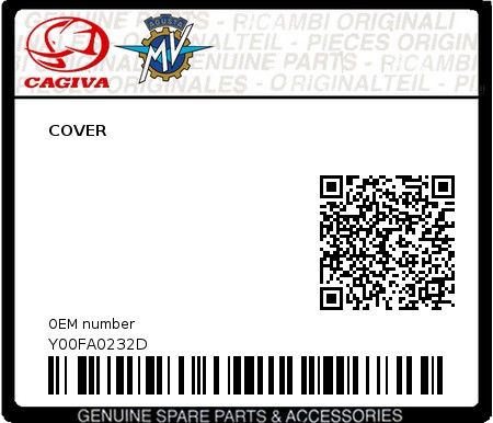 Product image: Cagiva - Y00FA0232D - COVER  0