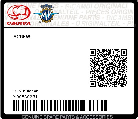 Product image: Cagiva - Y00FA0251 - SCREW 