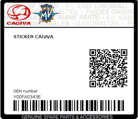 Product image: Cagiva - Y00FA0343E - STICKER CAGIVA  0