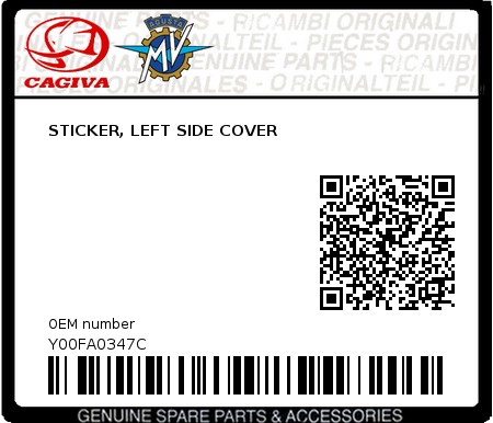 Product image: Cagiva - Y00FA0347C - STICKER, LEFT SIDE COVER  0