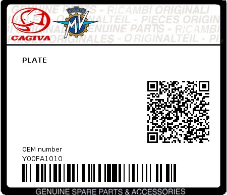 Product image: Cagiva - Y00FA1010 - PLATE  0