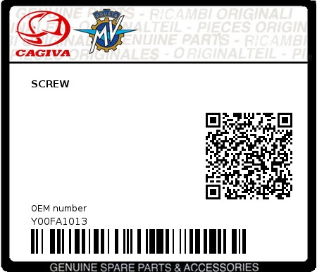 Product image: Cagiva - Y00FA1013 - SCREW  0