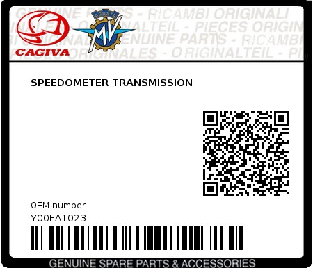 Product image: Cagiva - Y00FA1023 - SPEEDOMETER TRANSMISSION  0