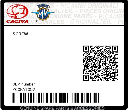 Product image: Cagiva - Y00FA1052 - SCREW  0