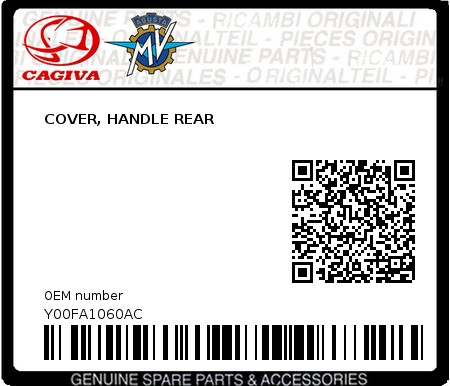 Product image: Cagiva - Y00FA1060AC - COVER, HANDLE REAR  0