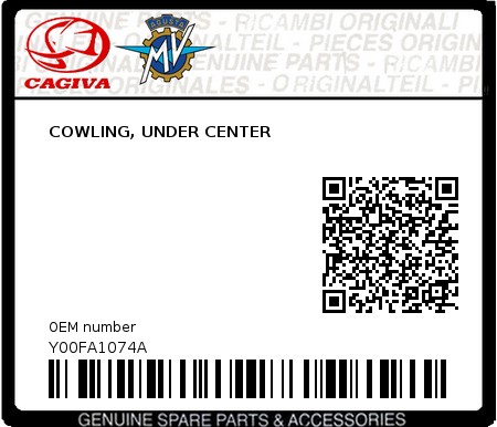 Product image: Cagiva - Y00FA1074A - COWLING, UNDER CENTER  0