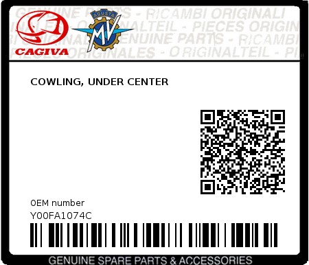 Product image: Cagiva - Y00FA1074C - COWLING, UNDER CENTER  0