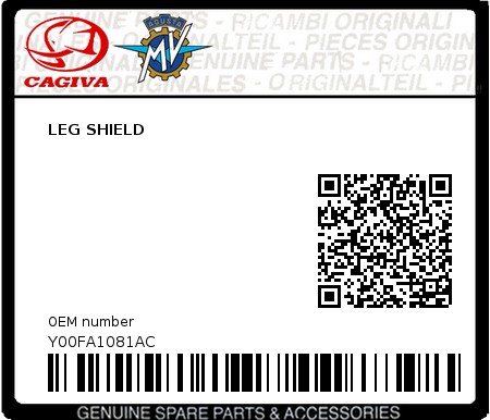 Product image: Cagiva - Y00FA1081AC - LEG SHIELD  0