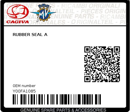 Product image: Cagiva - Y00FA1085 - RUBBER SEAL A  0