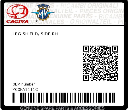 Product image: Cagiva - Y00FA1111C - LEG SHIELD, SIDE RH  0