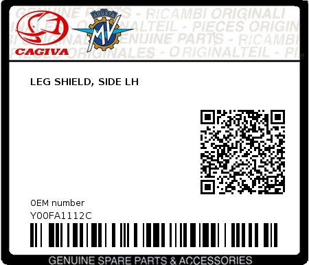 Product image: Cagiva - Y00FA1112C - LEG SHIELD, SIDE LH  0