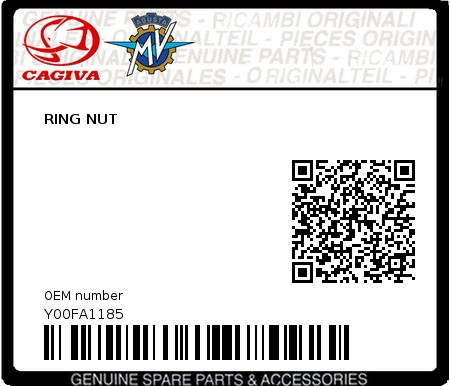 Product image: Cagiva - Y00FA1185 - RING NUT  0