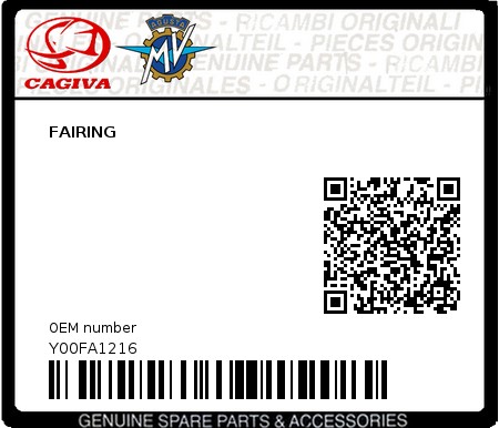 Product image: Cagiva - Y00FA1216 - FAIRING  0