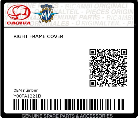 Product image: Cagiva - Y00FA1221B - RIGHT FRAME COVER 