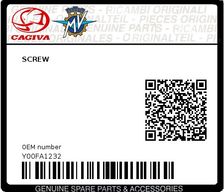 Product image: Cagiva - Y00FA1232 - SCREW  0