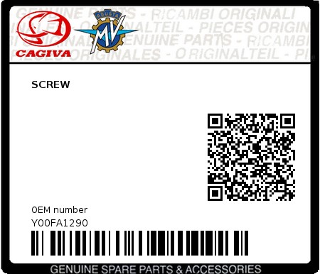 Product image: Cagiva - Y00FA1290 - SCREW  0