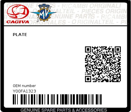 Product image: Cagiva - Y00FA1323 - PLATE 