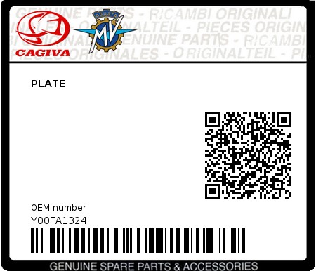 Product image: Cagiva - Y00FA1324 - PLATE  0