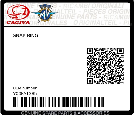 Product image: Cagiva - Y00FA1385 - SNAP RING  0