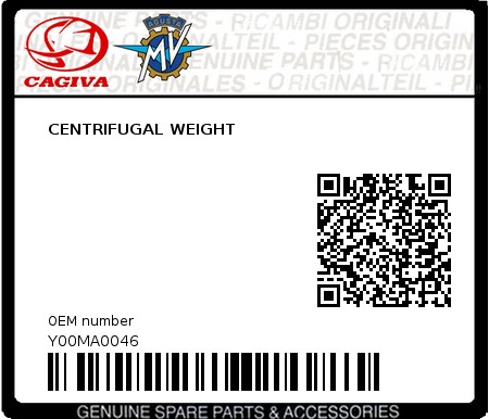 Product image: Cagiva - Y00MA0046 - CENTRIFUGAL WEIGHT  0