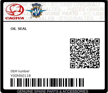 Product image: Cagiva - Y00MA0118 - OIL SEAL  0