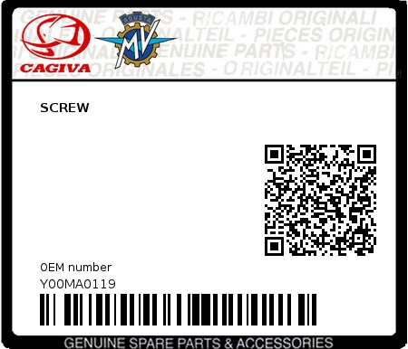 Product image: Cagiva - Y00MA0119 - SCREW  0