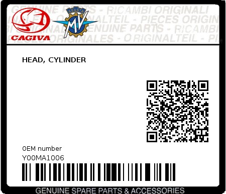 Product image: Cagiva - Y00MA1006 - HEAD, CYLINDER  0