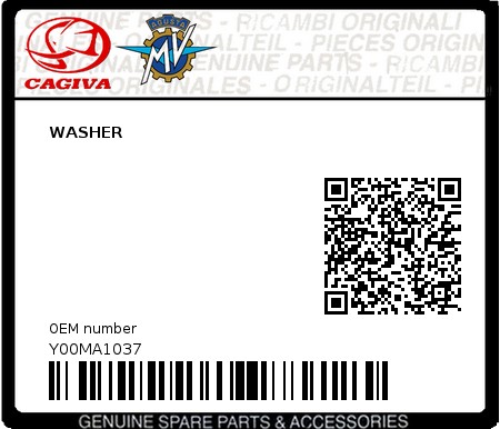 Product image: Cagiva - Y00MA1037 - WASHER  0