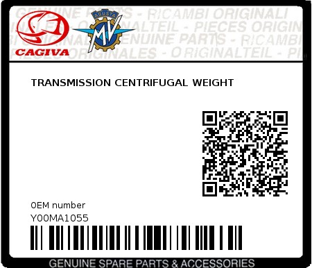 Product image: Cagiva - Y00MA1055 - TRANSMISSION CENTRIFUGAL WEIGHT 