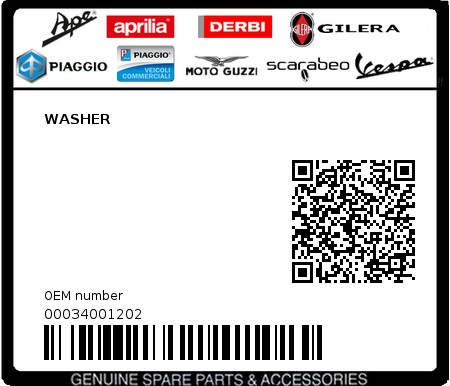 Product image: Piaggio - 00034001202 - WASHER  0