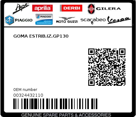 Product image: Piaggio - 00324432110 - GOMA ESTRIB.IZ.GP130  0