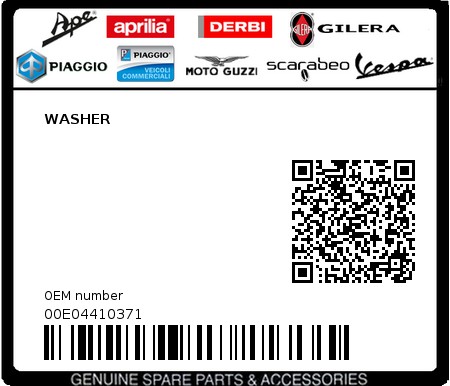 Product image: Piaggio - 00E04410371 - WASHER  0